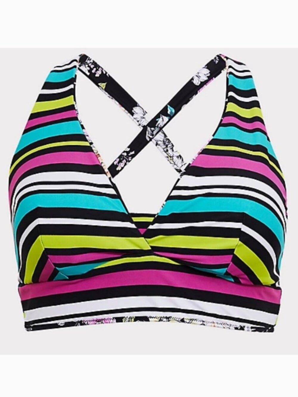 Torrid Floral & Stripe Reversible Bikini Top - Picture 7 of 12